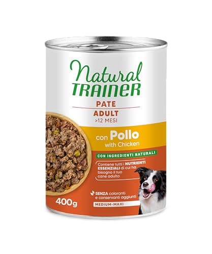 Natural Trainer Medium-Maxi Cibo Umido per Cani Adulti - Paté con Pollo 12 x 400g
