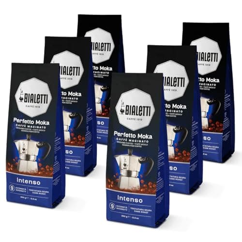 Bialetti Perfetto Moka Caffè Macinato, 1.5 Kg, Intenso - 6 x 250 g