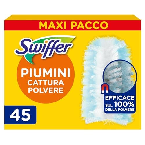 Swiffer Duster Piumini Cattura Polvere, 45 Piumini, Cattura e Intrappola Polvere e Sporco, Raggiunge I Punti più Difficili della Casa, Giga Formato
