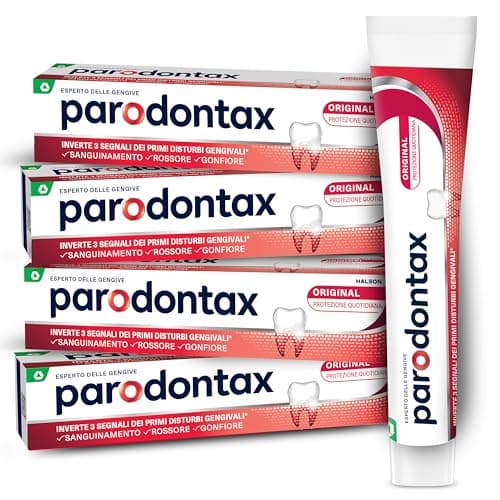 Parodontax Dentifricio Original, per Gengive Sane e Denti Forti, Uso Quotidiano, Alito Fresco, Gusto Migliorato, 4 x 75ml
