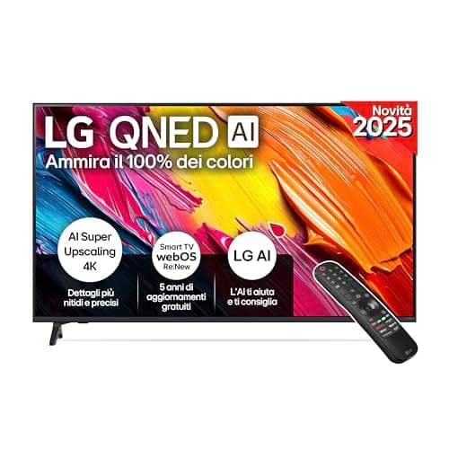 LG QNED AI QNED70 Smart TV 50 pollici 4K, Processore α7 Gen8, Dynamic QNED Color, webOS con AI e telecomando puntatore AI, Gaming con VRR 4K@60Hz, 50QNED70A6A 2025