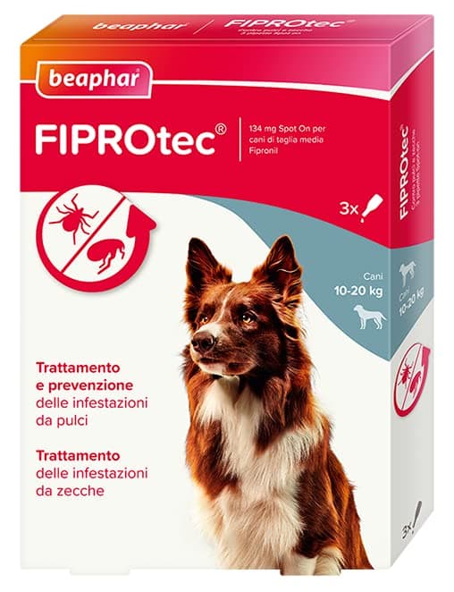 Beaphar FIPROtec Antiparassitario per Cane Taglia Media (10-20 Kg), Protegge da Pulci e Zecche - In Confeziona da 3 Pipette
