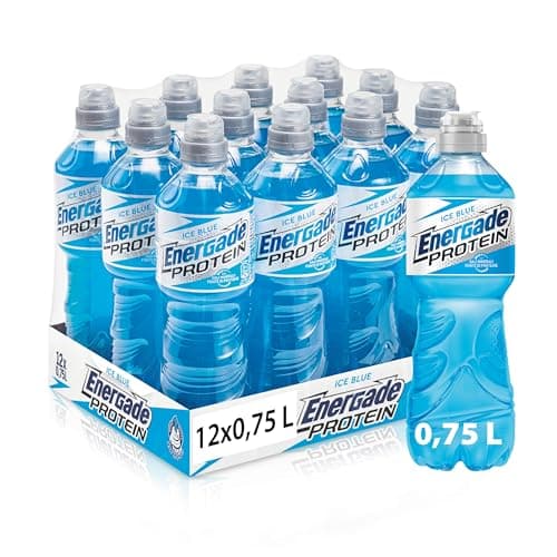 Energade Protein, Bevanda Reintegrante 12x0,75L, Gusto Ice Blue, Con Sali Minerali e Proteine, Perfetta Per L'Attività Fisica, Tappo Push&Pull, Formato Sportivo per Idratazione in Movimento