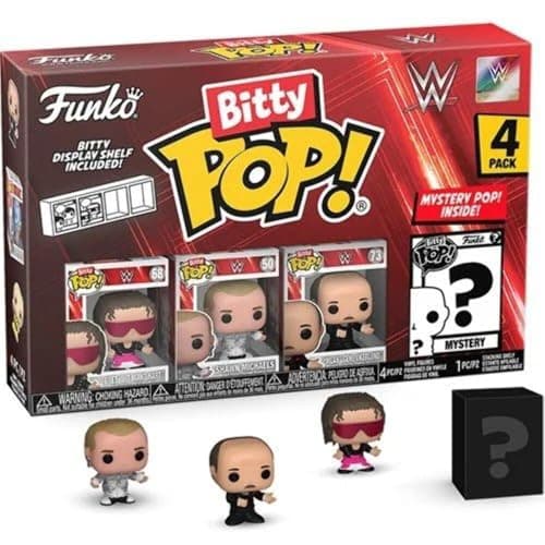 Funko Bitty Pop: WWE - Bret "Hit Man" Hart ™, Shawn Michaels, Gene Okerlund "Medio", Y Un Misterio Bitty Pop Figura - 0,9 Pulgadas (2,2 cm) Coleccionables