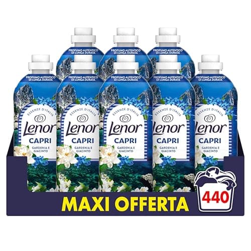 Lenor Ammorbidente Lavatrice Concentrato Essenze d’Italia, 440 Lavaggi (8x55), Capri, Note Di Gardenia e Giacinto, Profumo autentico di lunga durata