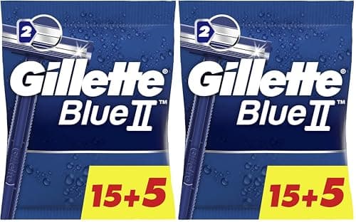 Gillette BlueII Rasoio da Uomo Usa e Getta a 2 Lame con Testina Fissa, Confezione da 30+5 Pezzi
