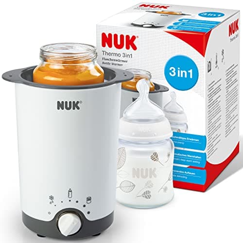 NUK Thermo 3in1 scaldabiberon | Scongela delicatamente, riscalda e mantiene la temperatura di cibi liquidi e morbidi | Cestello estraibile per una semplice rimozione | Spina europea a 2 poli