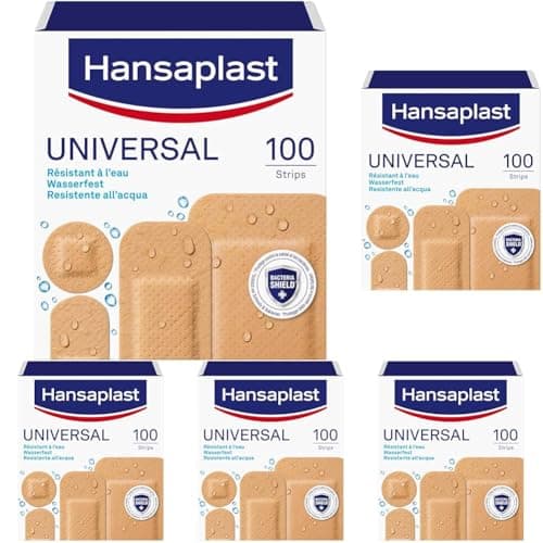 Hansaplast Cerotti UNIVERSAL, Cerotti impermeabili con elevato potere adesivo, Cerotti traspiranti per tutti i tipi di ferite, 1 confezione da 500 Pezzi in 4 formati