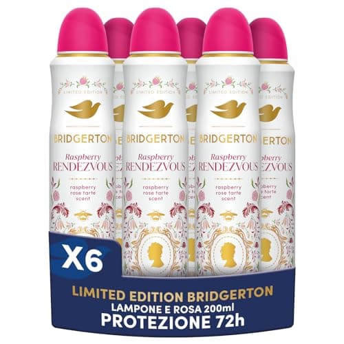Dove Deodorante Spray Advanced Care Bridgerton Raspberry Rendezvous, Limited Edition, Protezione 72 Ore Sudore e Odori, con Pro-Ceramide Technology, Fragranza Lampone e Vaniglia, 6 Pezzi da 200 ml