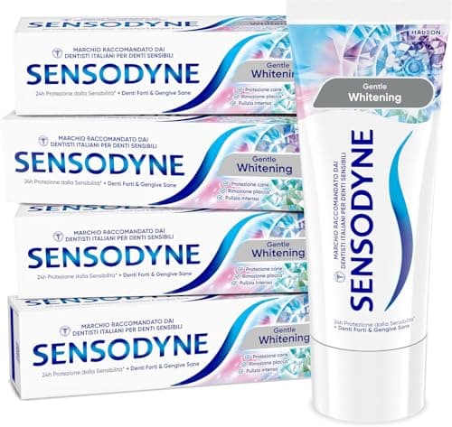 Sensodyne Gentle Whitening Dentifricio Per Denti Sensibili, Contribuisce A Denti Forti E Gengive Sane, Maxi formato 4x75 ml